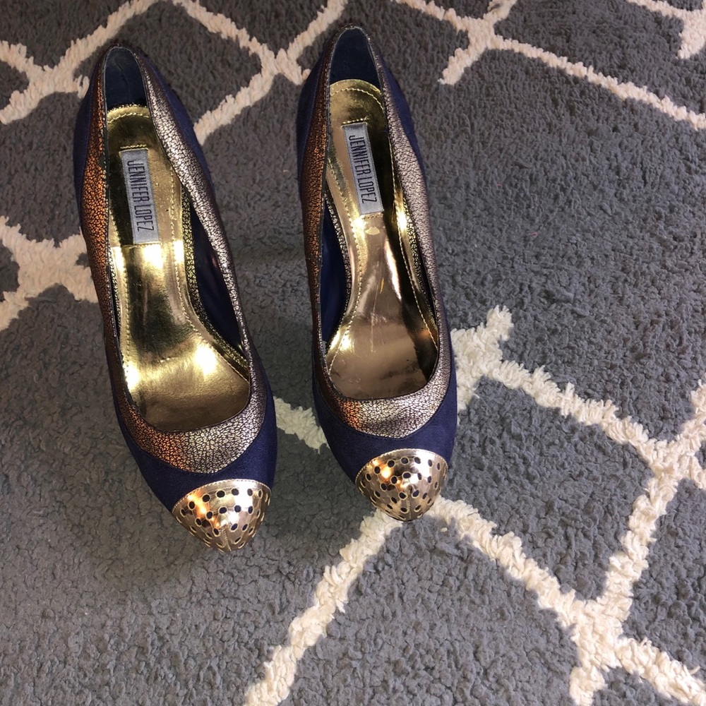 blue and gold jennifer lopez shoes size 9